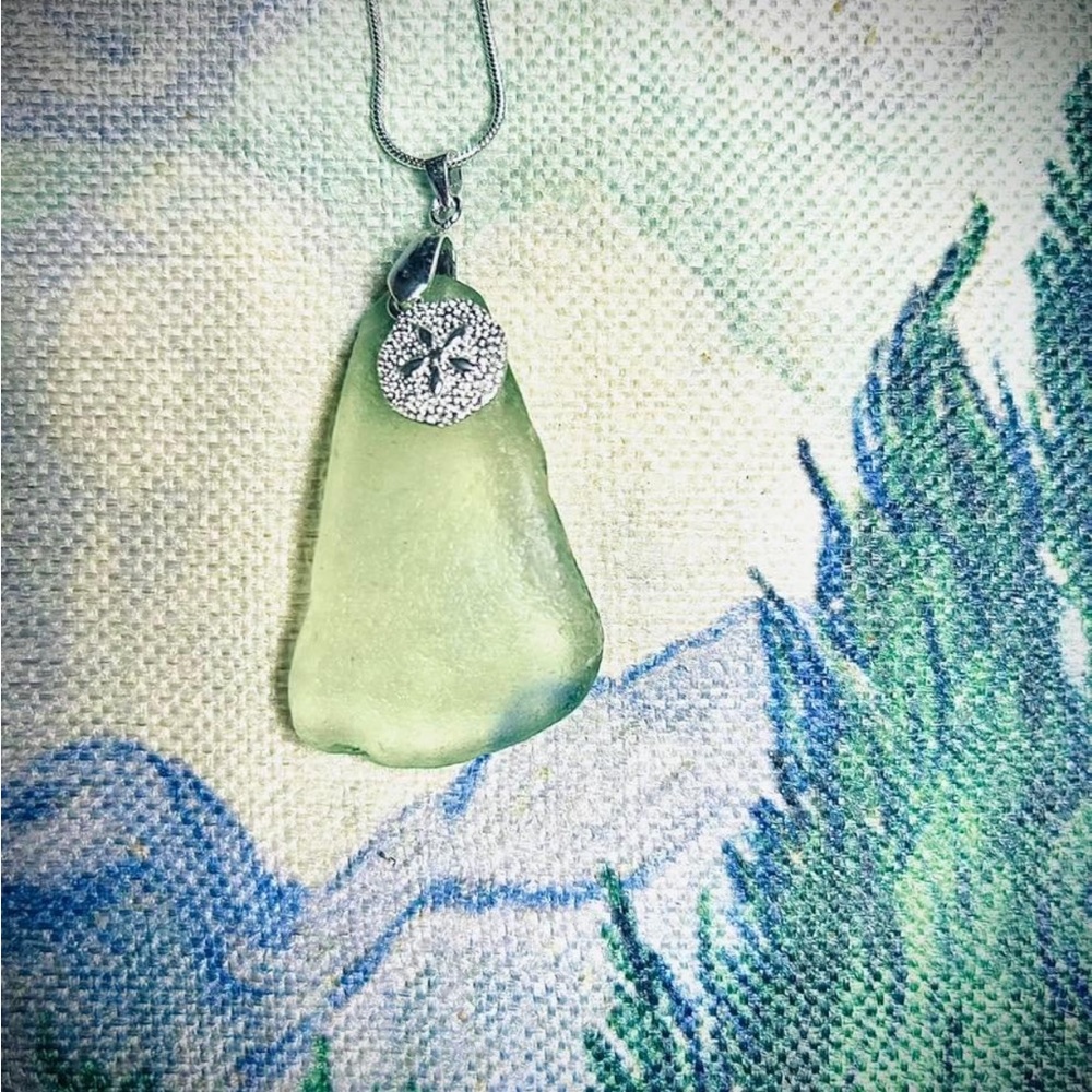 Sea glass on sterling silver necklace